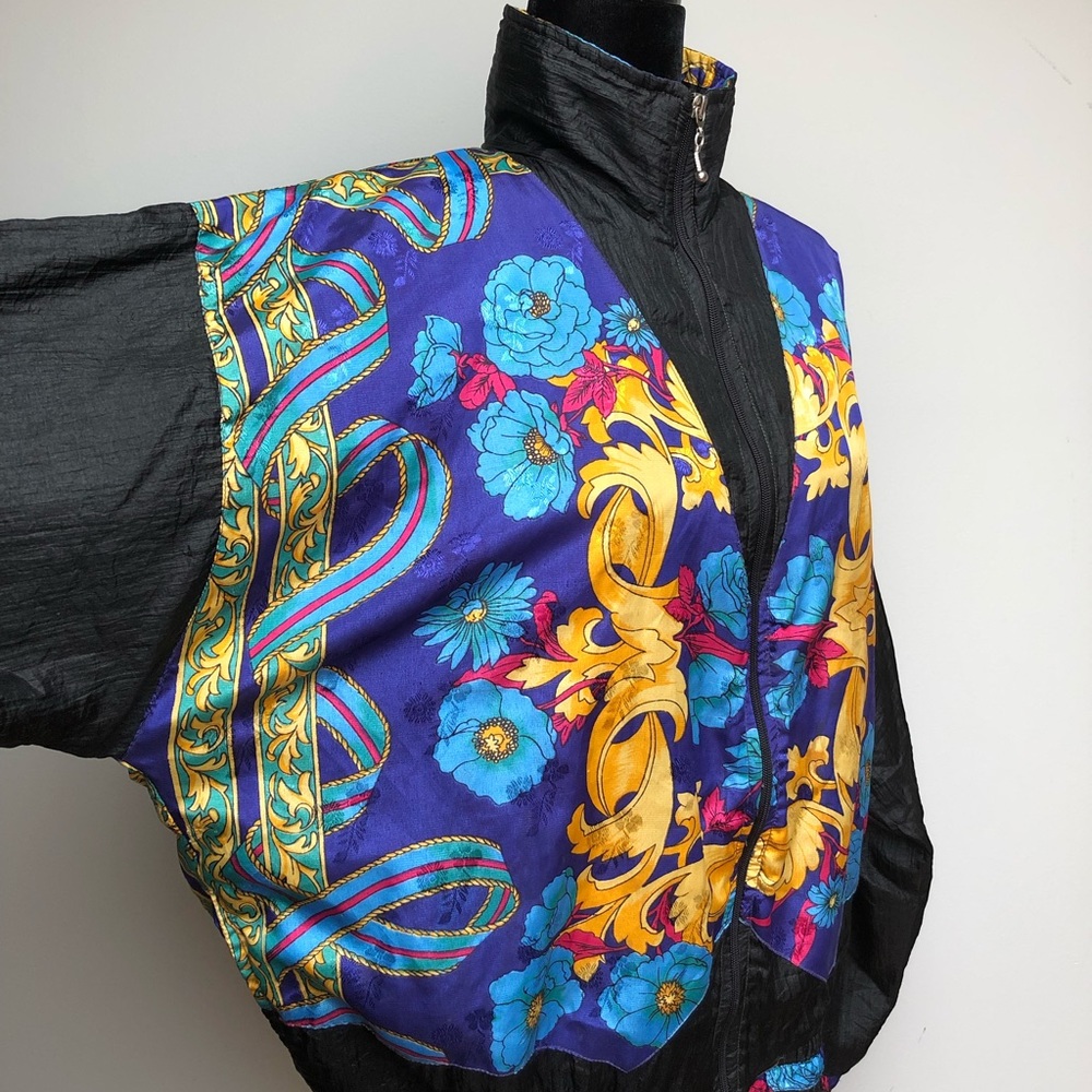 Vintage Scarf Print Windbreaker